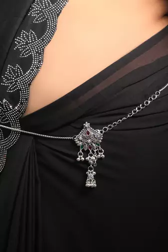 Pink & green color oxidised kamarband with elegant traditional ethnic jewellery design