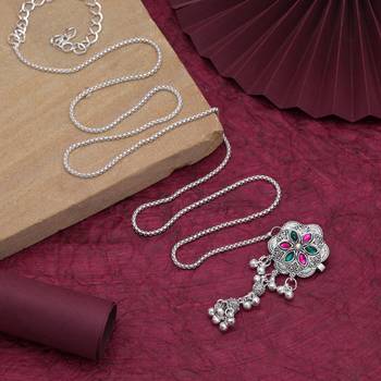 Pink & green color oxidised kamarband with stylish festive waist jewellery appeal 1