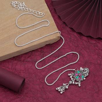Pink & green color oxidised kamarband with graceful traditional waist jewellery design 1