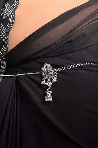Pink & green color oxidised kamarband with graceful traditional waist jewellery design