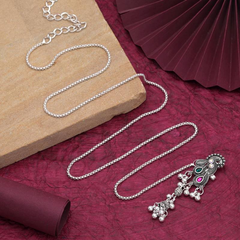 Pink & green color oxidised kamarband with elegant festive ethnic jewellery appeal