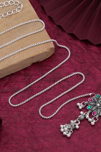Pink & green color oxidised kamarband with beautiful festive traditional jewellery style