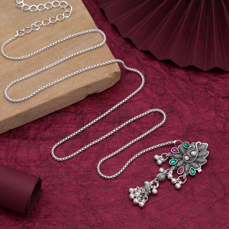 Pink & green color oxidised kamarband with beautiful festive traditional jewellery style