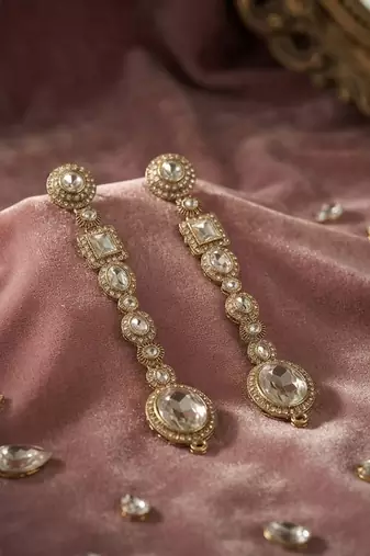 White color kundan earrings with elegant traditional designer jewelry style