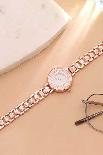 White color rose gold watch for girls & women