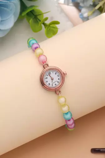 Rose gold plated watch for girls & women with designer look