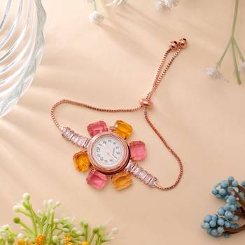 Rose gold plated watch for girls & women with modern style 2