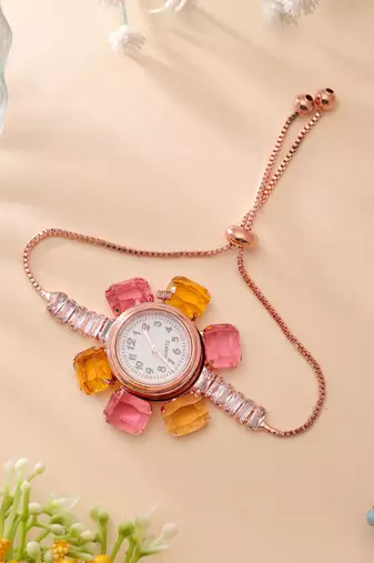 Rose gold plated watch for girls & women with modern style