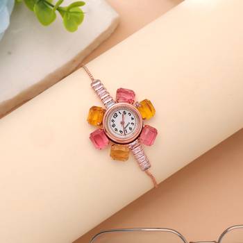Rose gold plated watch for girls & women with modern style 1