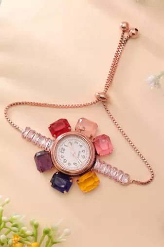 Rose gold plated watch for girls & women with chic design