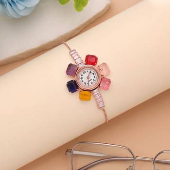 Rose gold plated watch for girls & women with chic design 1