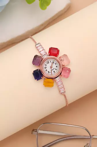 Rose gold plated watch for girls & women with chic design