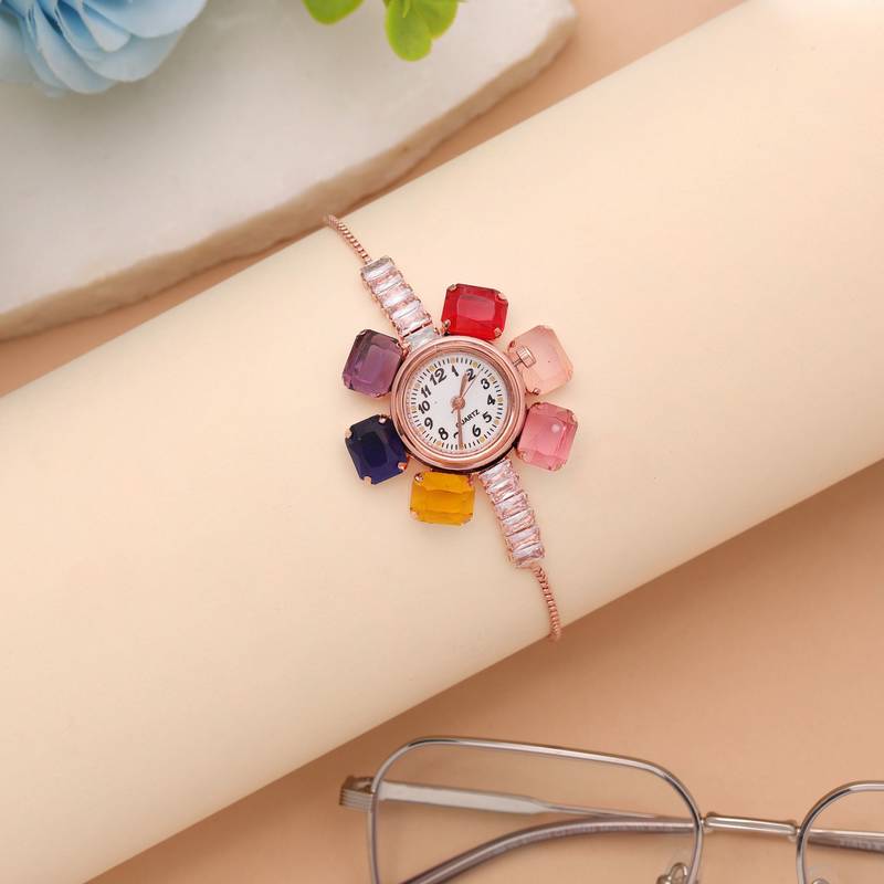Rose gold plated watch for girls & women with chic design