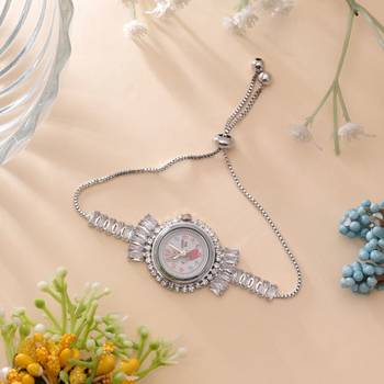 Silver plated watch for girls & women with stylish design 2