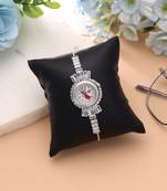 Silver plated watch for girls & women with stylish design
