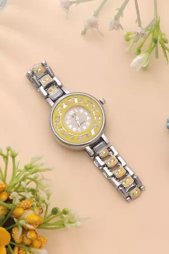 Silver plated watch for girls & women with contemporary style
