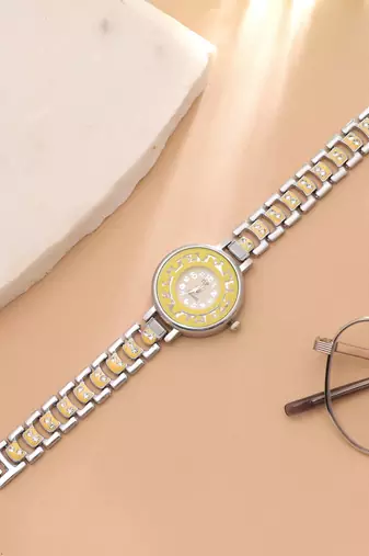 Silver plated watch for girls & women with contemporary style