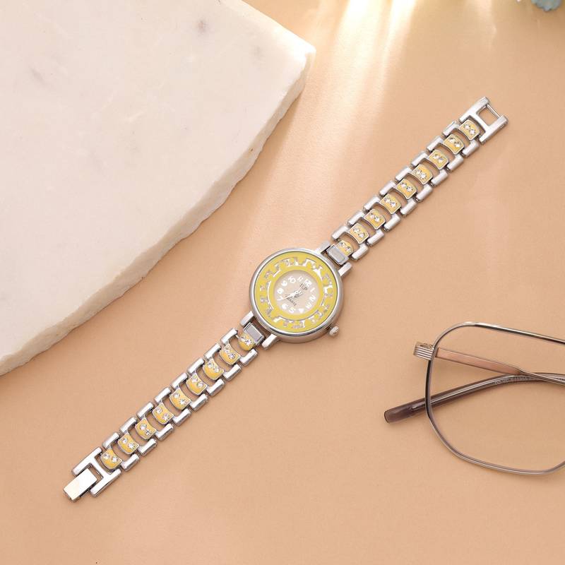Silver plated watch for girls & women with contemporary style