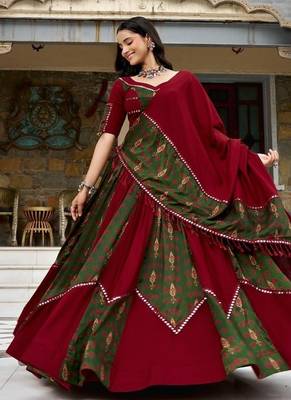Maroon Navratri Special Ajrakh Print Lehenga Choli 1