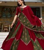 Maroon Navratri Special Ajrakh Print Lehenga Choli