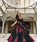Black Navratri Special Ajrakh Print Lehenga Choli