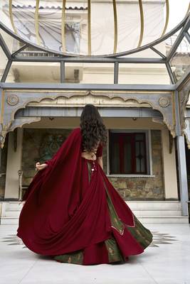 Maroon Navratri Special Ajrakh Print Lehenga Choli 4