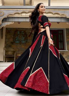 Black Navratri Special Ajrakh Print Lehenga Choli 3
