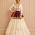 Off White Navratri Cotton Gamthi Mirror Work Kediyu Lehenga