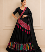 Black Raas Special Khadi Cotton Lehenga Choli