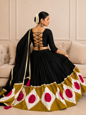 Black Navratri Cotton Lehenga Choli with Dupatta 3