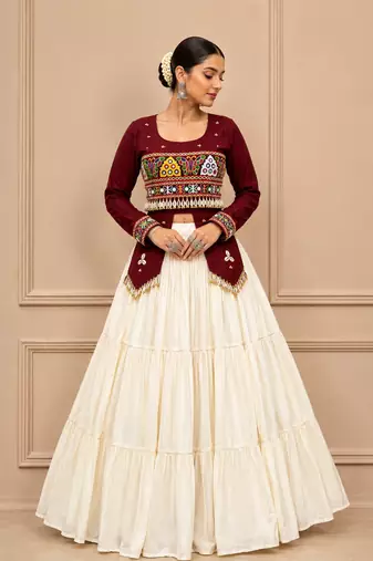 Maroon Navratri Hand Work Lehenga Choli