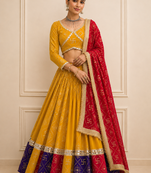 Mustard Navratri Fox Georgette Lehenga Choli with Vintage Dupatta