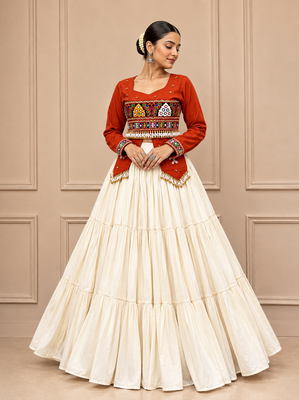 Rust Navratri Hand Work Lehenga Choli 1