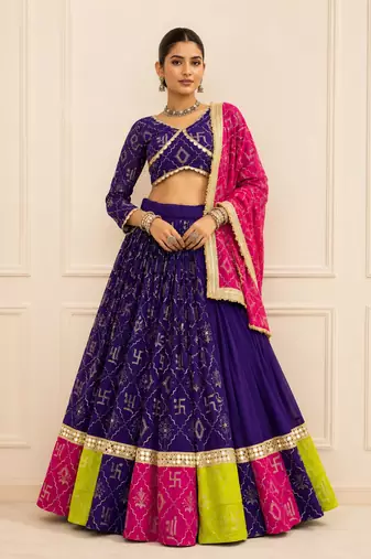 Purple Navratri Fox Georgette Lehenga Choli with Vintage Dupatta
