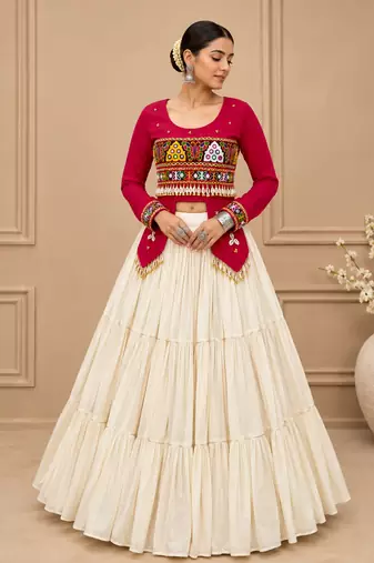 Rani Pink Navratri Hand Work Lehenga Choli