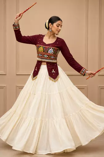 Maroon Navratri Hand Work Lehenga Choli