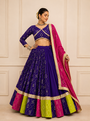 Purple Navratri Fox Georgette Lehenga Choli with Vintage Dupatta 2