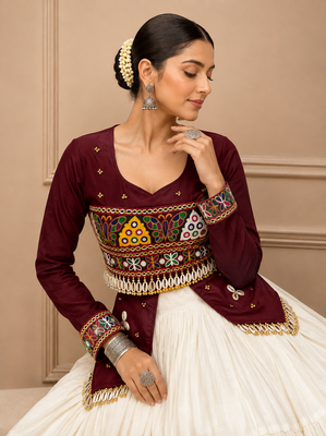 Maroon Navratri Hand Work Lehenga Choli 3