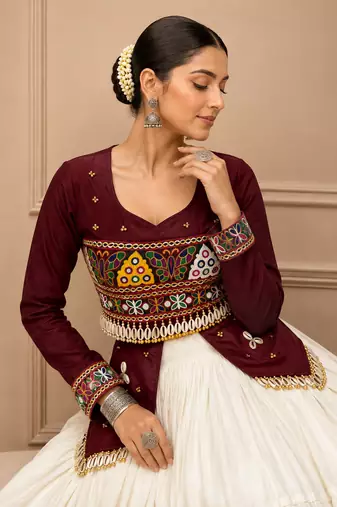 Maroon Navratri Hand Work Lehenga Choli