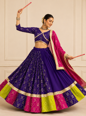 Purple Navratri Fox Georgette Lehenga Choli with Vintage Dupatta 3