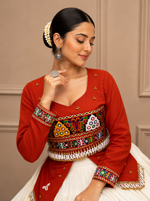 Rust Navratri Hand Work Lehenga Choli 2
