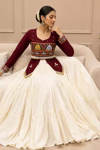 Maroon Navratri Hand Work Lehenga Choli