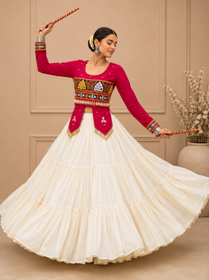 Rani Pink Navratri Hand Work Lehenga Choli 3