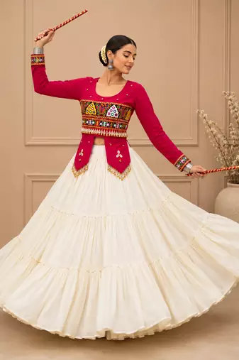 Rani Pink Navratri Hand Work Lehenga Choli