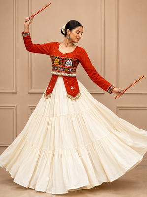 Rust Navratri Hand Work Lehenga Choli 3