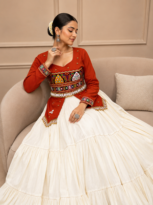Rust Navratri Hand Work Lehenga Choli 4