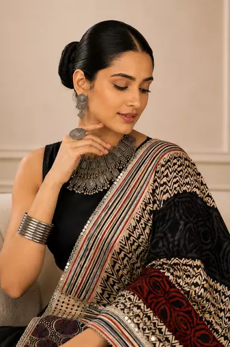 Black Navratri Reyon Lehenga Choli with Mirror Lace Work