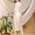 Cream-red color embroidered art silk kurti set 
