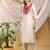 Cream-red color embroidered art silk kurti set 