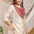 Cream-red color embroidered art silk kurti set 